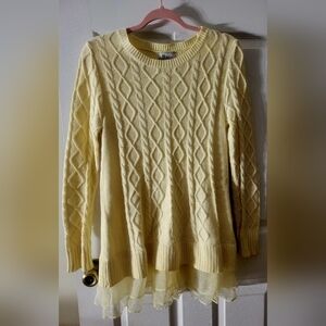 Military Hippie Cream Cable Knit Sweater Size S/M
